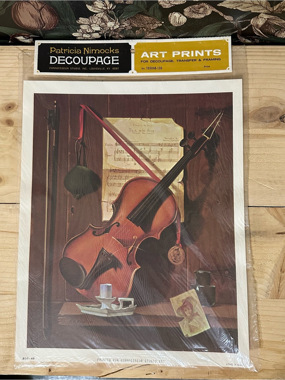 Vintage 1970s Patricia Nimocks Violin Musical Still Life Art Print